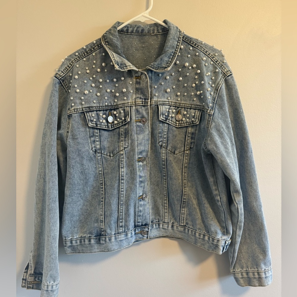 Pearl beaded Jean jacket